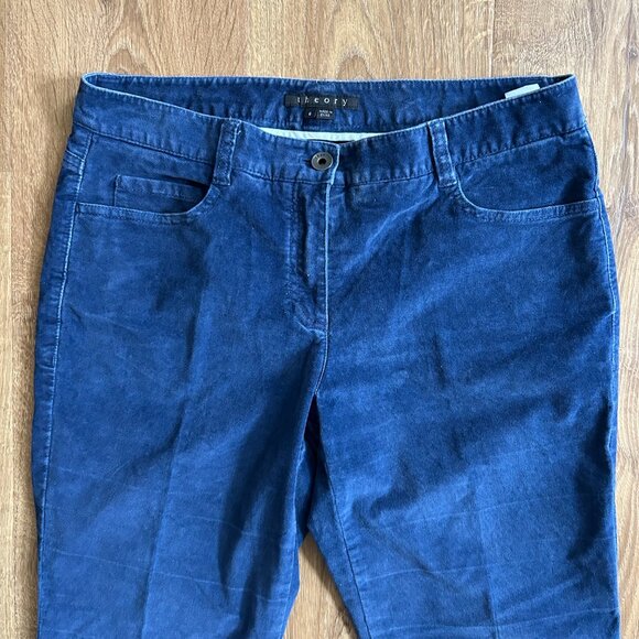 Theory Blue Corduroy Flare Pants – Size 6 Soft Wide Leg Trousers - Picture 3 of 10